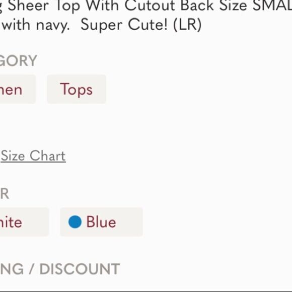 Timing Sheer Top With Cutout Back Size SMALL - Picture 5 of 5